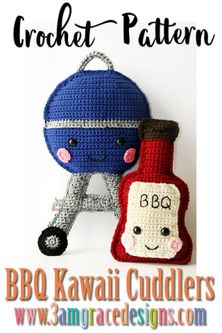 Our free grill crochet pattern is adorable for summer BBQ's! He'd make a great back porch pillow or cushion!