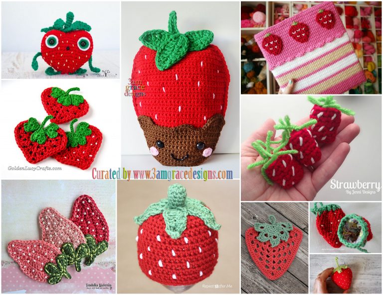 Crochet Roundup – Crochet Strawberry Patterns - 3amgracedesigns