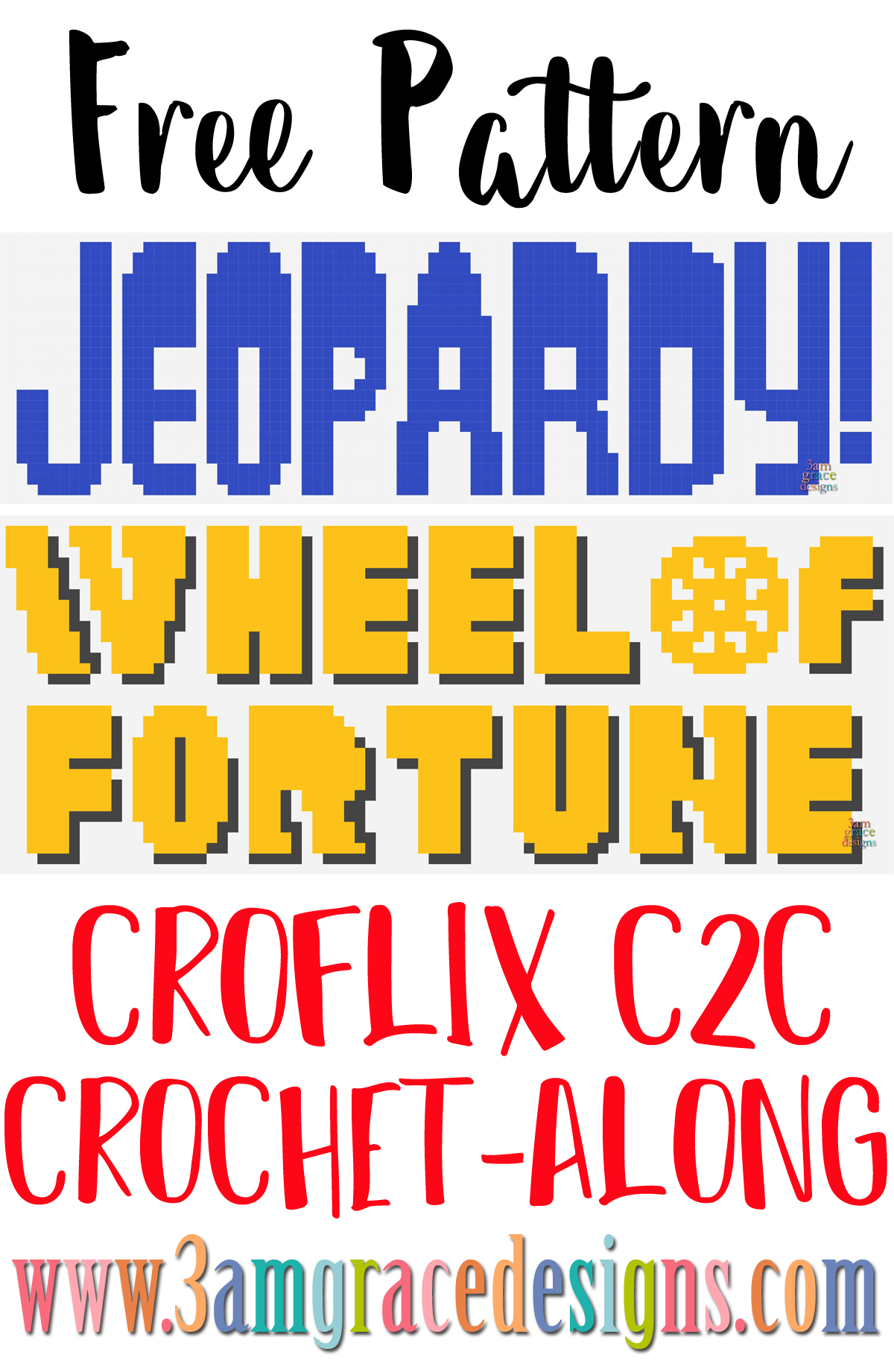 Croflix C2C CAL – Jeopardy & Wheel of Fortune – Free Crochet Pattern