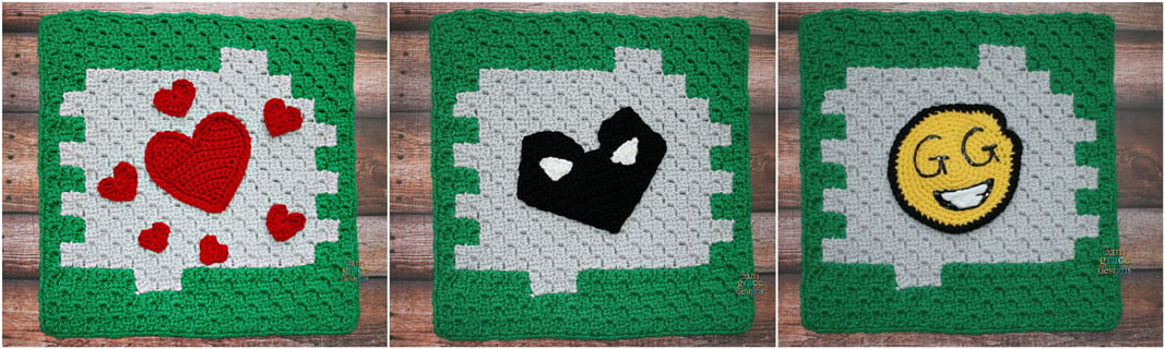the c2c square is just the spray board background the crocheted appliques are attached separately we have provided three applique spray patterns below - fortnite gray background