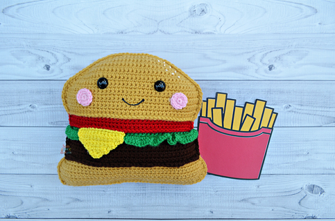 Cheeseburger Crochet Pattern – Kawaii Cuddler®